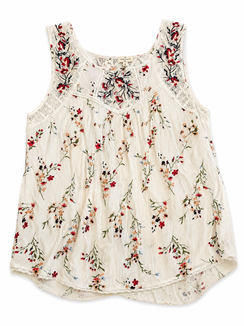 Mason & Belle Floral Lace Boho Sleeveless Top Size Large